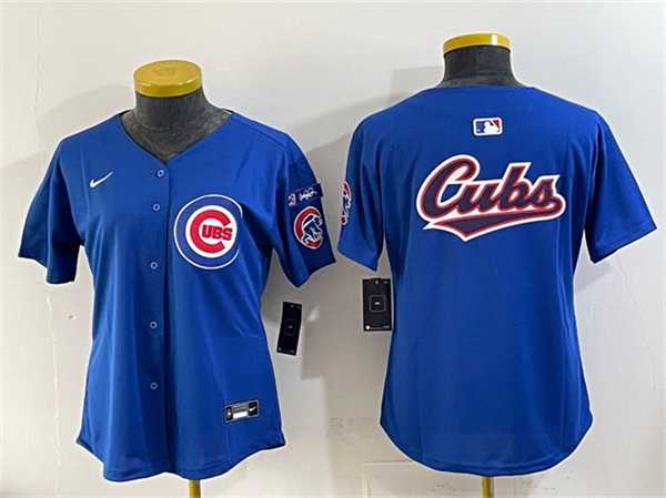 Youth Chicago Cubs Team Big Logo Royal Ryne Sandberg Tribute Vapor Limited V3 Stitched Jersey