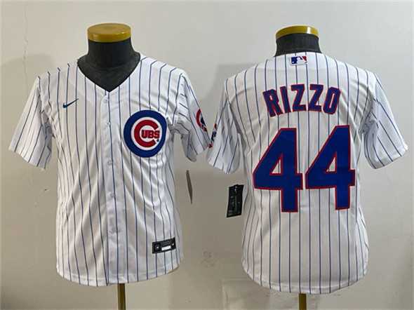 Youth Chicago Cubs #44 Anthony Rizzo White Cool Base Stitched Jersey