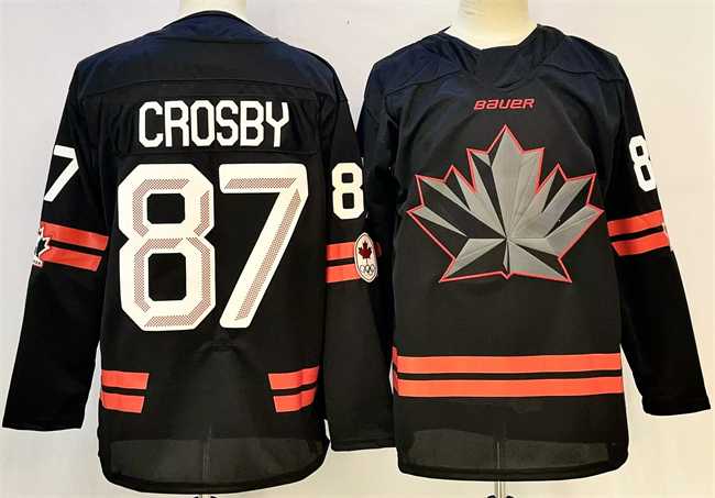 Mens Canada Hockey #87 Sidney Crosby Black Stitched Jersey