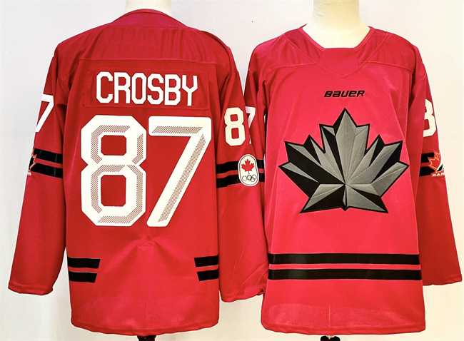 Mens Canada Hockey #87 Sidney Crosby Red Stitched Jersey