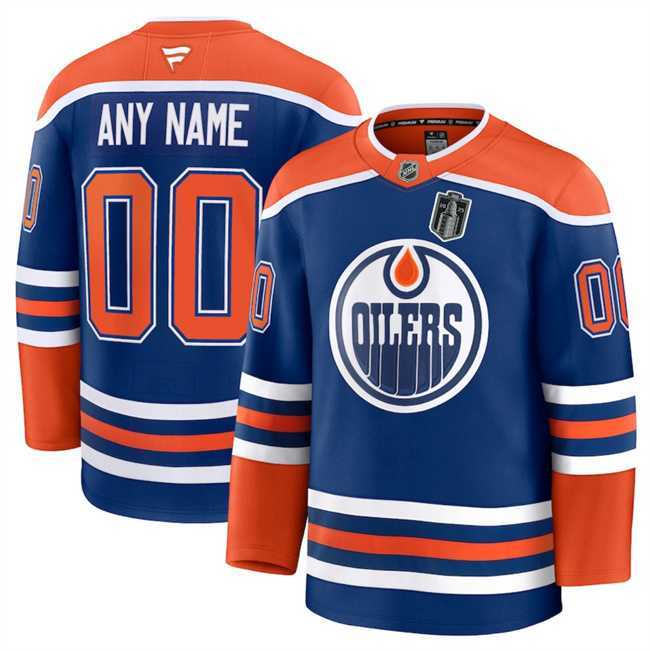 Mens Edmonton Oilers Custom Royal 2025 Stanley Cup Final Patch Stitched Hockey Jersey