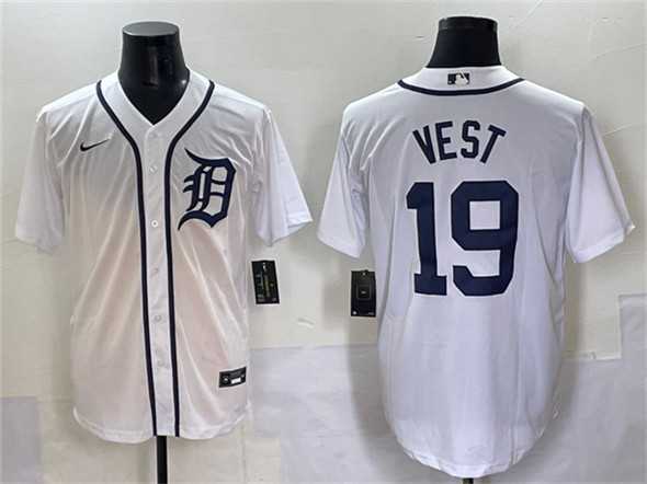 Mens Detroit Tigers #19 Will Vest White Cool Base Stitched Baseball Jersey