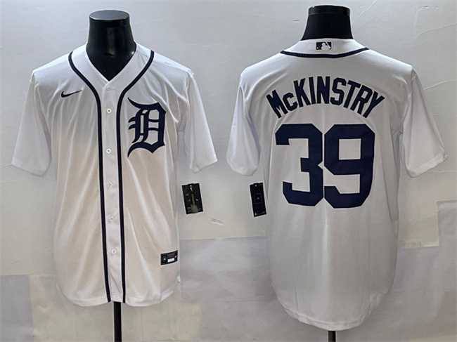 Mens Detroit Tigers #39 Zach McKinstry White Cool Base Stitched Baseball Jersey