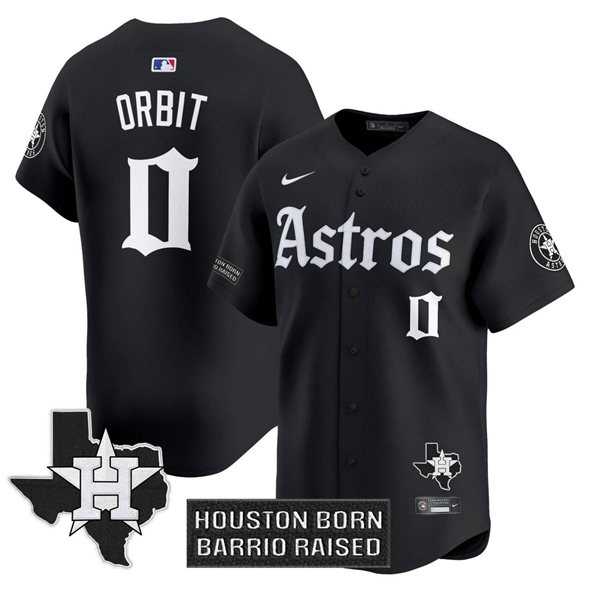Mens Houston Astros #0 Orbit Black Gothic Edition Vapor Limited Stitched Baseball Jersey Dzhi
