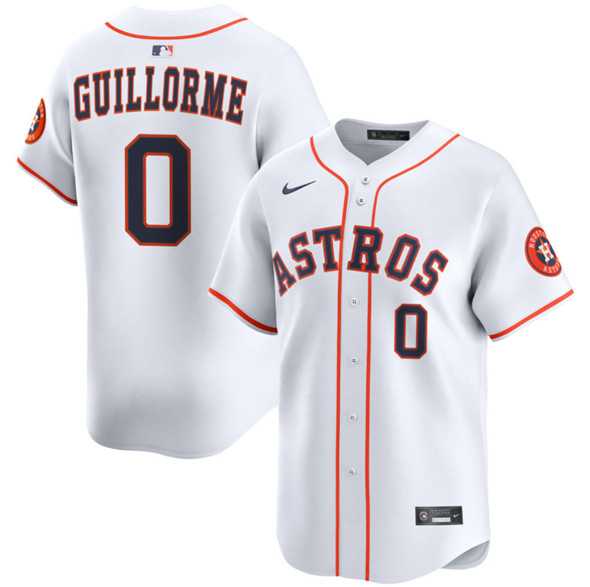 Mens Houston Astros #0 Luis Guillorme White 2025 Home Limited Stitched Baseball Jersey Dzhi