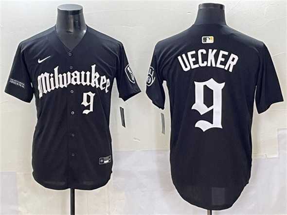 Mens Milwaukee Brewers #9 Bob Uecker Black Gothic 414 Shadows Edition Vapor Premier Limited Stitched Jersey->milwaukee brewers->MLB Jersey