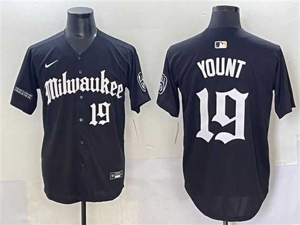 Mens Milwaukee Brewers #19 Robin Yount Black Gothic 414 Shadows Edition Vapor Premier Limited Stitched Jersey->milwaukee brewers->MLB Jersey
