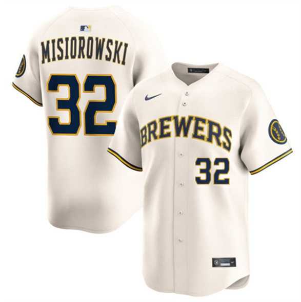 Mens Milwaukee Brewers #32 Jacob Misiorowski Cream 2025 Limited Stitched Baseball Jersey Dzhi->milwaukee brewers->MLB Jersey