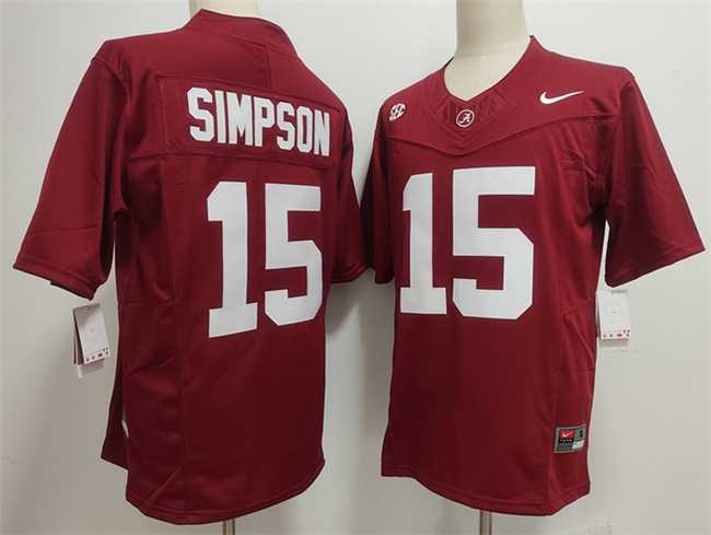 Mens Alabama Crimson Tide #15 Ty Simpson Red F.U.S.E. Stitched Football Jersey