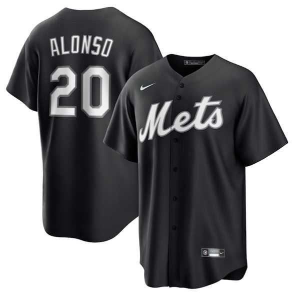 Mens New York Mets #20 Pete Alonso Black Lights Out Limited Stitched Baseball Jersey Dzhi
