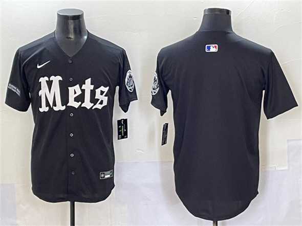 Mens New York Mets Blank Black Gotham Gothic Edition Vapor Premier Limited Stitched Baseball Jersey
