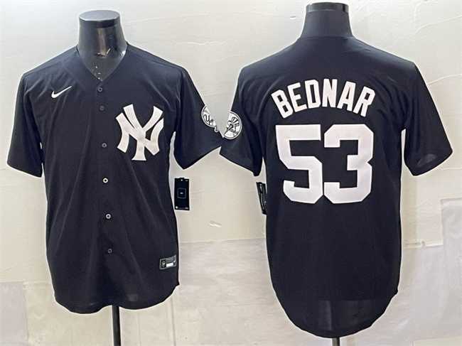 Mens New York Yankees #53 David Bednar Black Stitched Jersey