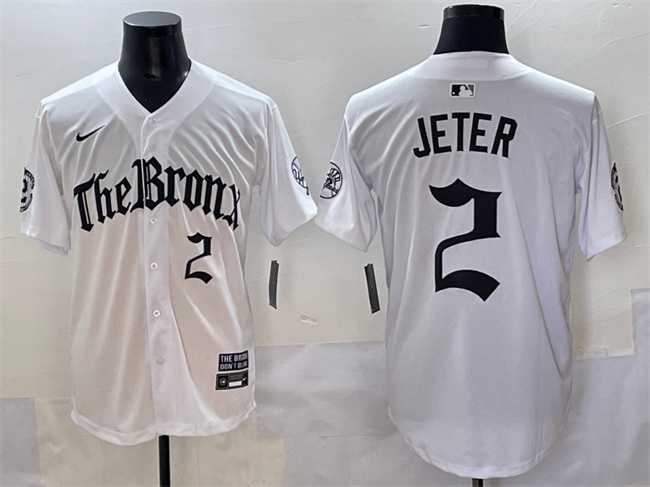 Mens New York Yankees #2 Derek Jeter White Gothic Legacy Edition Vapor Premier Limited Stitched Baseball Jersey