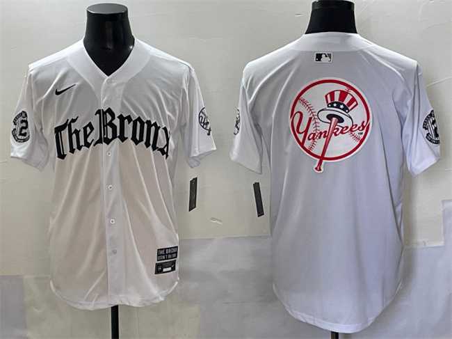 Mens New York Yankees Team Big Logo White Gothic Legacy Edition Vapor Premier Limited Stitched Baseball Jersey