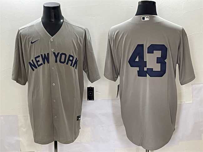 Mens New York Yankees #43 Jonathan Loaisiga Gray Cool Base Stitched Baseball Jersey