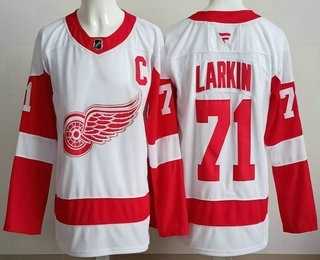 Mens Detroit Red Wings #71 Dylan Larkin White Authentic Jersey
