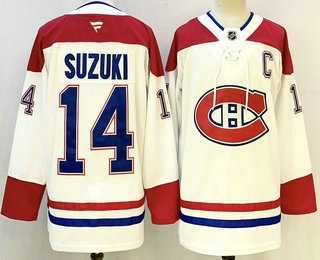 Mens Montreal Canadiens #14 Nick Suzuki White Authentic Jersey