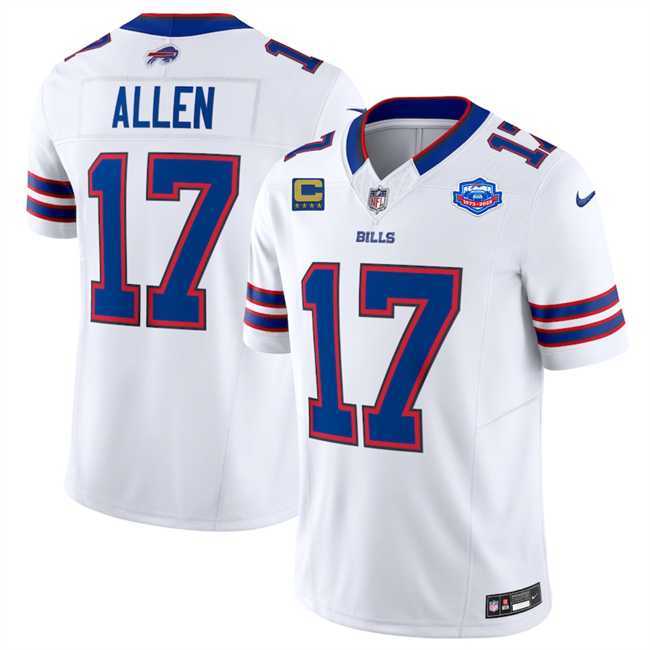 Men & Women & Youth Buffalo Bills #17 Josh Allen White 2025 F.U.S.E. With Farewell Patch And 4-Star C Patch Vapor Untouchable Limited Stitched Jersey