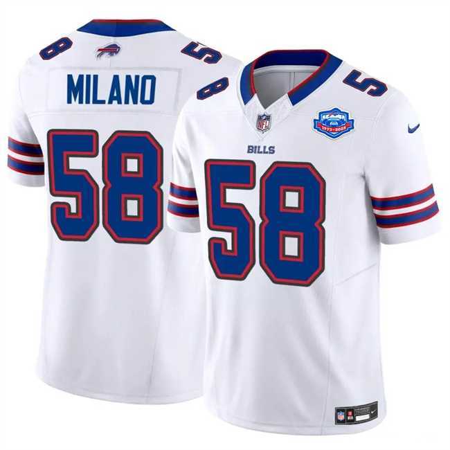 Men & Women & Youth Buffalo Bills #58 Matt Milano White 2025 F.U.S.E. With Farewell Patch Vapor Untouchable Limited Stitched Jersey