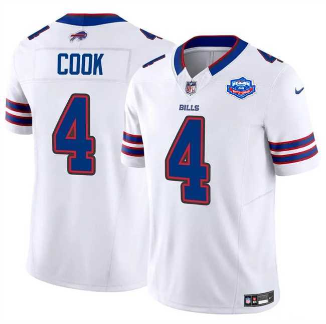 Men & Women & Youth Buffalo Bills #4 James Cook White 2025 F.U.S.E. With Farewell Patch Vapor Untouchable Limited Stitched Jersey