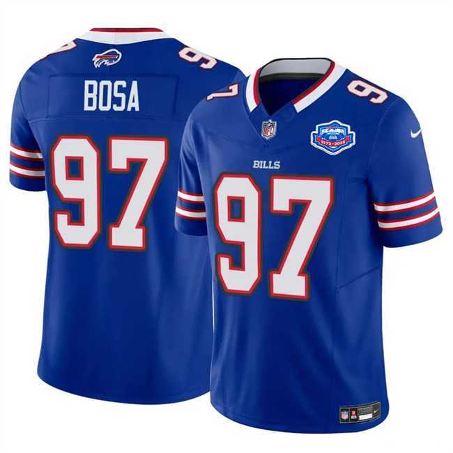 Men & Women & Youth Buffalo Bills #97 Joey Bosa Blue 2025 F.U.S.E. With Farewell Patch Vapor Untouchable Limited Stitched Jersey