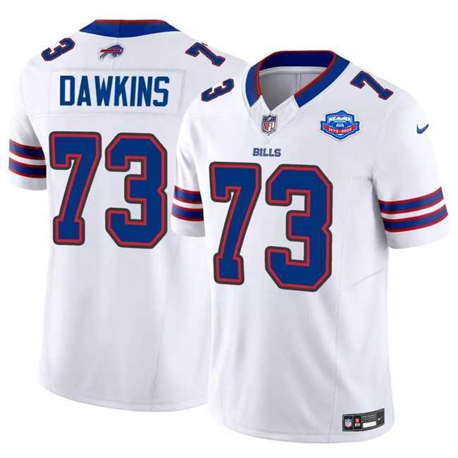Men & Women & Youth Buffalo Bills #73 Dion Dawkins White 2025 F.U.S.E. With Farewell Patch Vapor Untouchable Limited Stitched Jersey