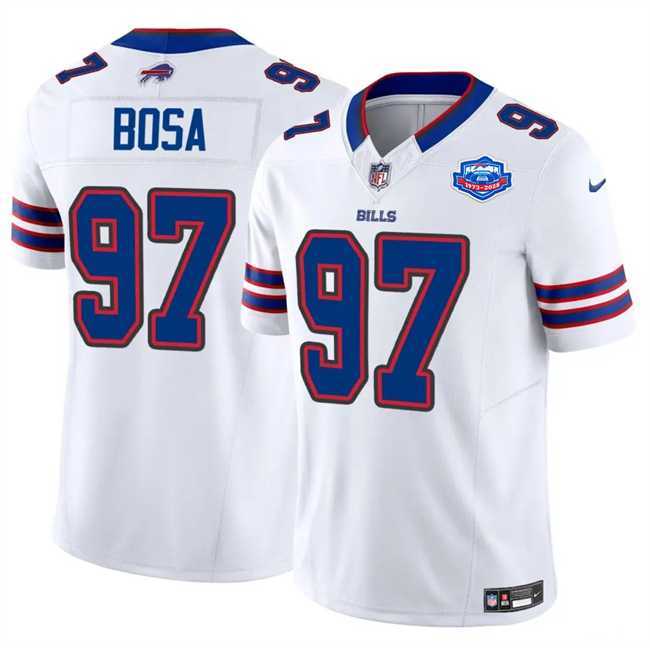 Men & Women & Youth Buffalo Bills #97 Joey Bosa White 2025 F.U.S.E. With Farewell Patch Vapor Untouchable Limited Stitched Jersey