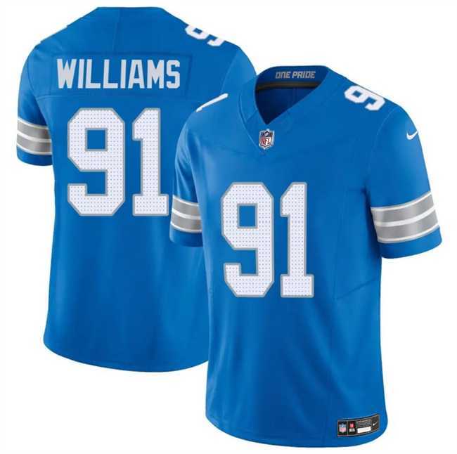 Men & Women & Youth Detroit Lions #91 Tyleik Williams Blue 2025 F.U.S.E. Vapor Limited Stitched Game Jersey