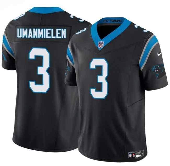 Mens Carolina Panthers #3 Princely Umanmielen Black 2025 F.U.S.E. Vapor Limited Stitched Jersey Dzhi