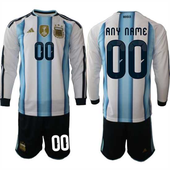 Mens Argentina Custom Any Name And Number Long Sleeve National Team FIFA x World Cup 2026 Home White On Field Jersey