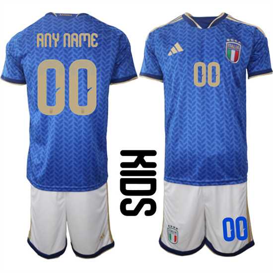 Youth Italy Custom Any Name And Number National Team FIFA x World Cup 2026 Home Blue On Field Kids Jerseys