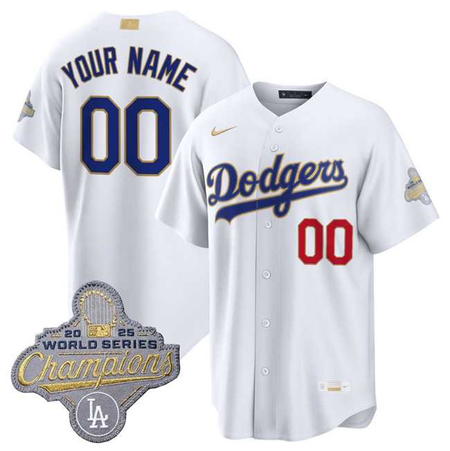 Mens Los Angeles Dodgers ACTIVE PLAYER Custom White 2026 Gold Collection Stadium Stitched Baseball Jersey
