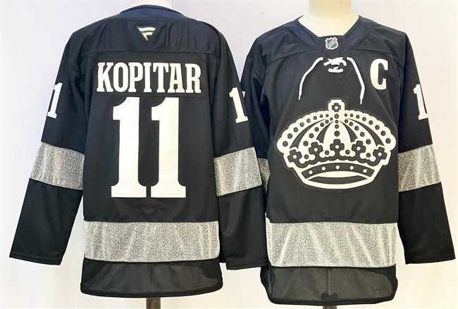 Mens Los Angeles Kings #11 Anze Kopitar Black With C Patch Alternate Stitched Hockey Jersey