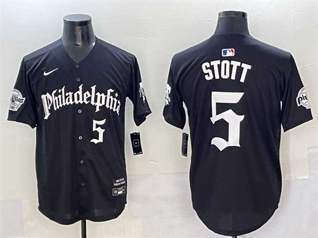Mens Philadelphia Phillies #5 Bryson Stott Black Gothic Vapor Limited Stitched Jersey