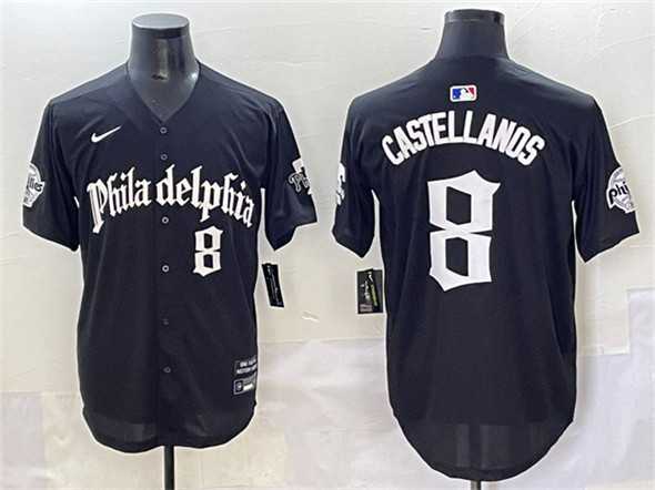 Mens Philadelphia Phillies #8 Nick Castellanos Black Gothic Vapor Limited Stitched Jersey