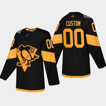Mens Custom Pittsburgh Penguins Coors Light 2019 Stadium Series Black Authentic Jersey