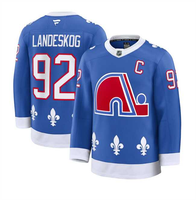Mens Colorado Avalanche #92 Gabriel Landeskog Blue 2025 With C Patch Alternate Stitched Jersey Dzhi