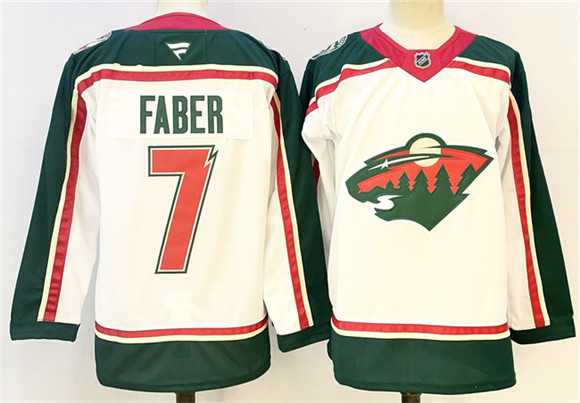 Mens Minnesota Wild #7 Brock Faber White 2025 25th Anniversary Stitched Jersey