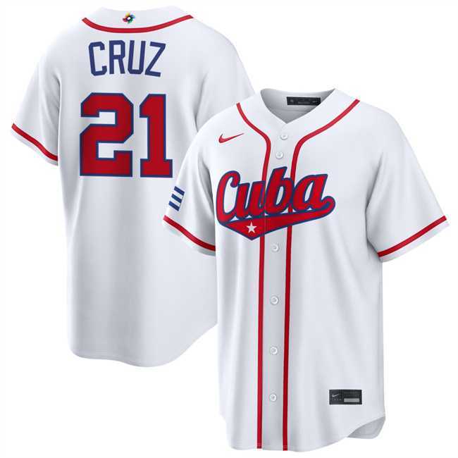 Mens Cuba Baseball #21 Naykel Cruz White 2026 World Baseball Classic Home Stadium Stitched Jersey