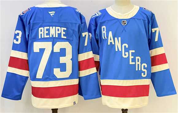 Mens New York Rangers #73 Matt Rempe Blue 2025 Stitched Jersey