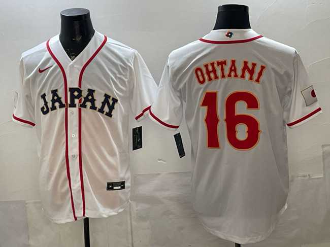 Mens Japan Baseball #16 Shohei Ohtani White 2026 World Baseball Classic Home Stadium Stitched Jersey