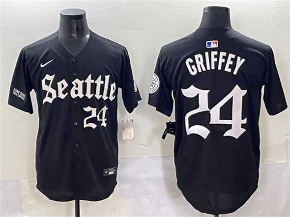 Mens Seattle Mariners #24 Ken Griffey Jr. Black Deep Sea Gothic Edition Vapor Premier Limited Stitched Baseball Jersey