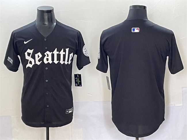 Mens Seattle Mariners Blank Black Deep Sea Gothic Edition Vapor Premier Limited Stitched Baseball Jersey