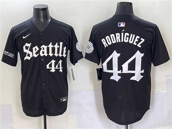 Mens Seattle Mariners #44 Julio Rodriguez Black Deep Sea Gothic Edition Vapor Premier Limited Stitched Baseball Jersey