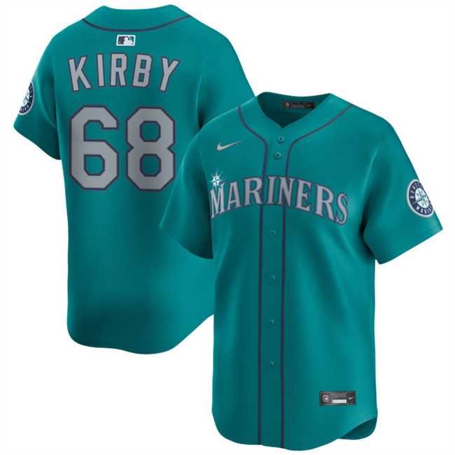 Mens Seattle Mariners #68 George Kirby Aqua Limited Stitched Baseball Jersey Dzhi
