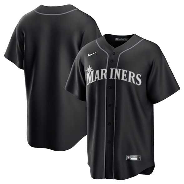 Mens Seattle Mariners Blank Black Lights Out Limited Stitched Baseball Jersey Dzhi
