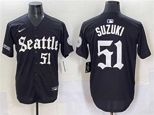 Mens Seattle Mariners #51 Ichiro Suzuki Black Deep Sea Gothic Edition Vapor Premier Limited Stitched Baseball Jersey