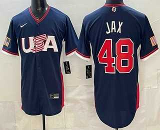 Mens USA #48 Griffin Jax Navy 2026 World Baseball Classic Cool Base Jersey