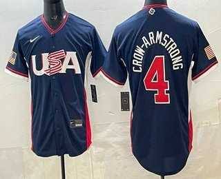 Mens USA #4 Pete Crow-Armstrong Navy 2026 World Baseball Classic Cool Base Jersey