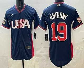 Mens USA #19 Roman Anthony Navy 2026 World Baseball Classic Cool Base Jersey
